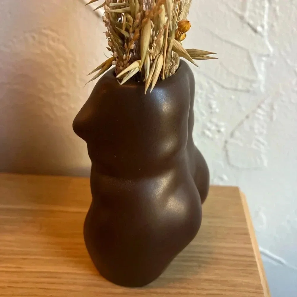 5” Matte Black Female Form Vase - Body Sculpture Modern Decor